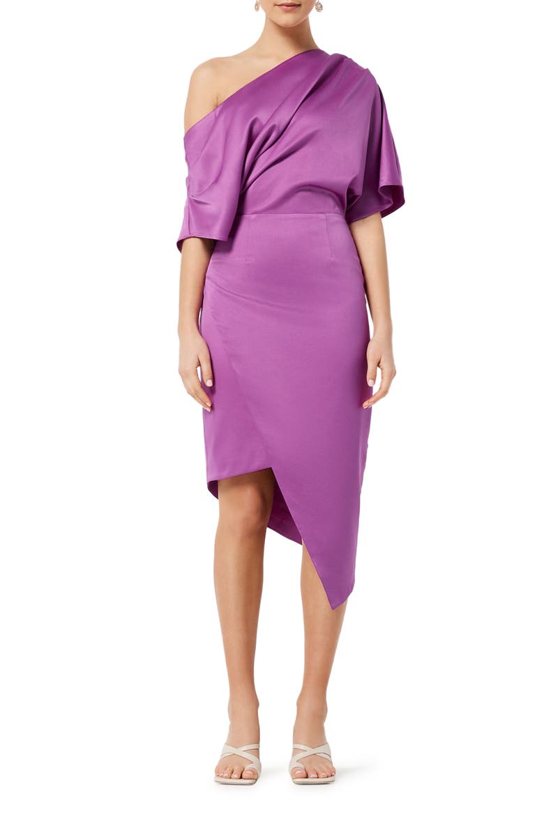 Carson One-Shoulder Satin Dress, Main, color, ORCHID