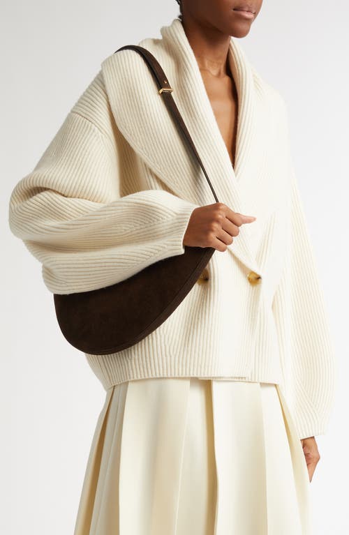 Totême Toteme Scooped Suede Sling Bag In Pepper