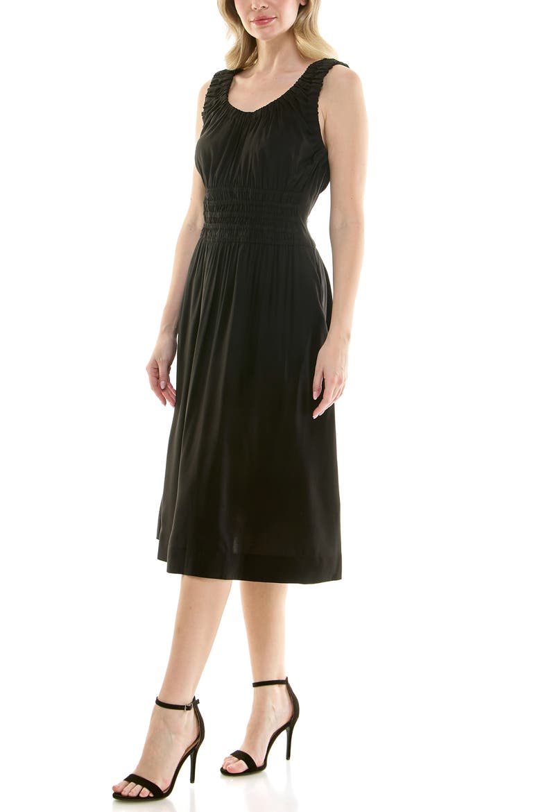 Smocked Waist Tank Dress, Alternate, color, VERY BLACK