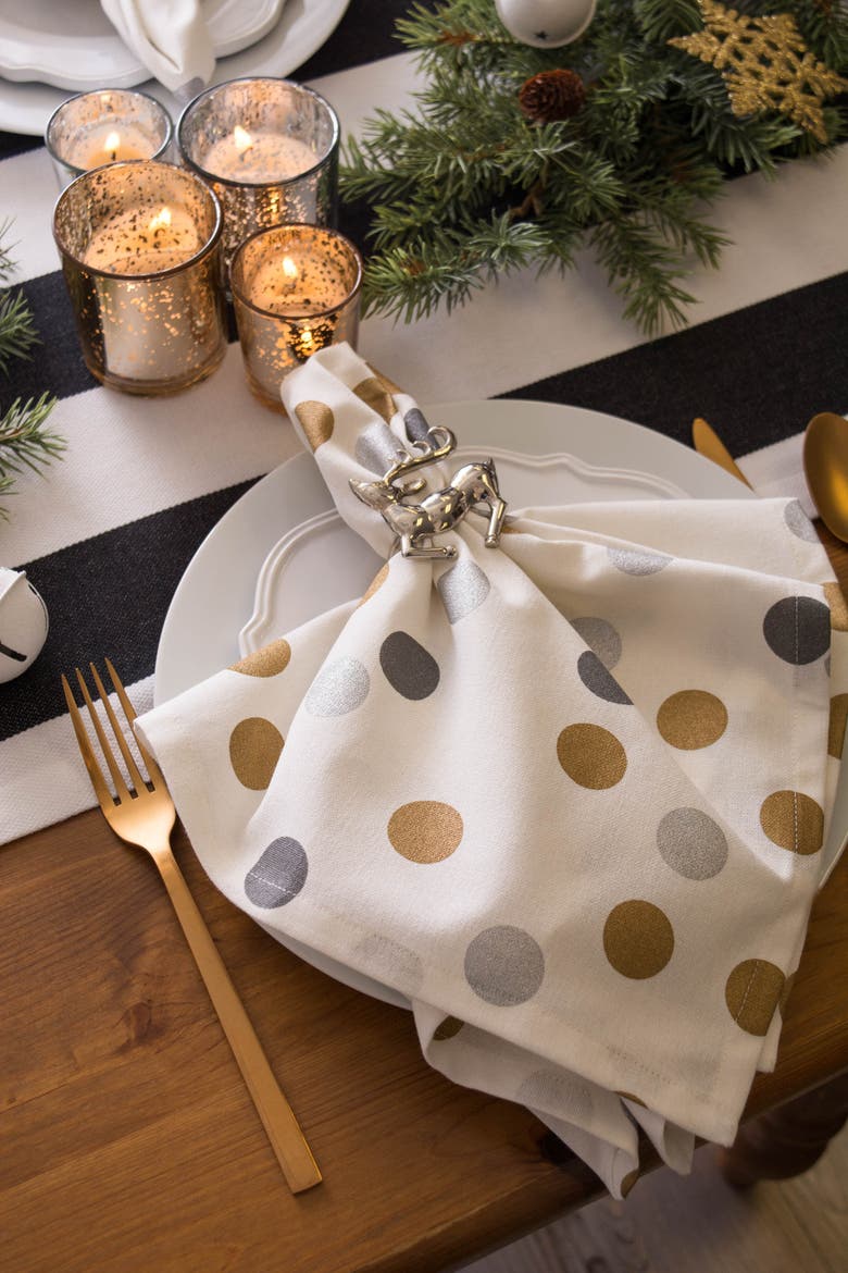 Metallic Print Cotton Napkin Set/6, Alternate, color, Confetti