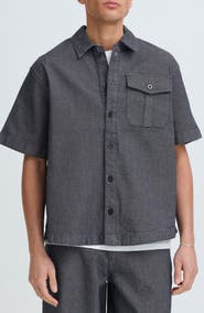 !SOLID Tanner Short Sleeve Stretch Denim Button-Up Shirt