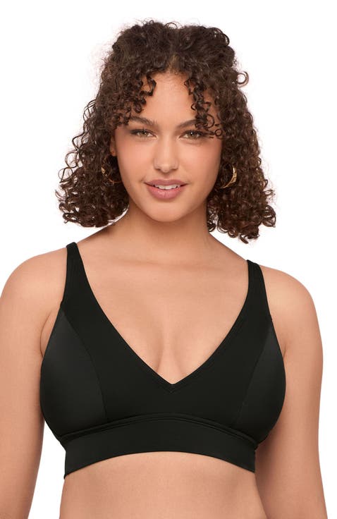 Supportive and Sculpting Banded Plunge V-Neck Bralette Swimsuit Top