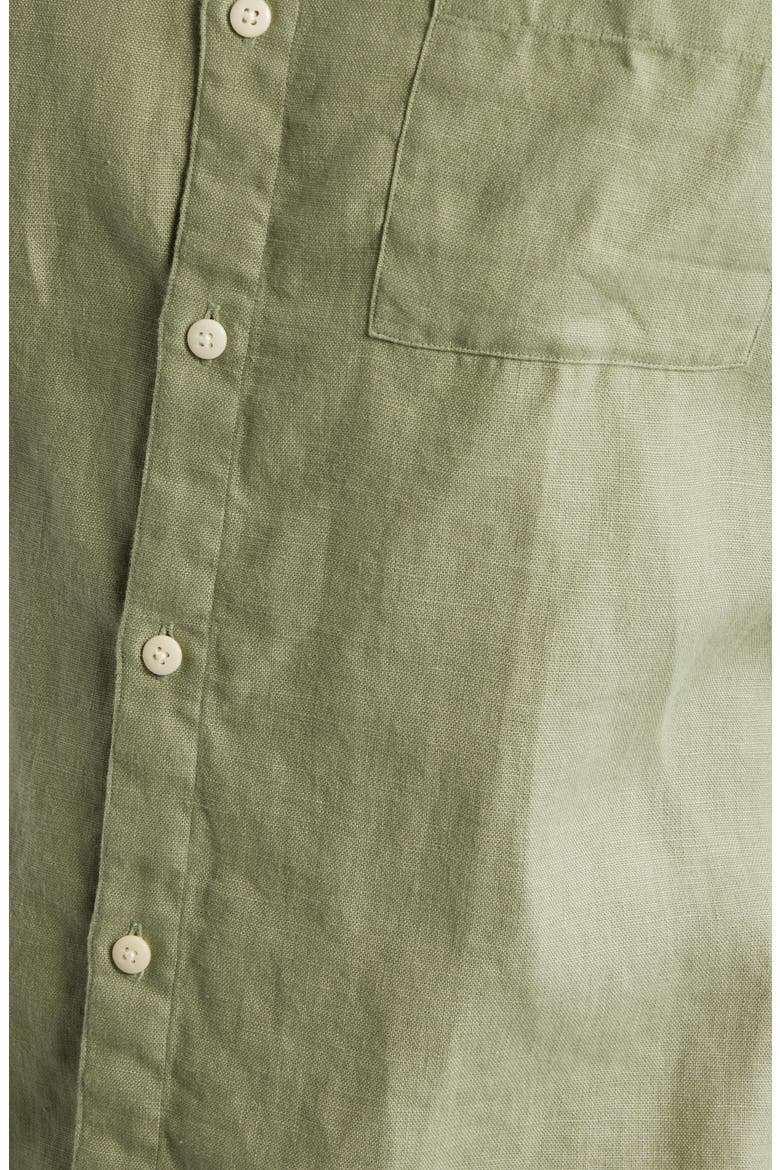 Ola Linen Short Sleeve Button-Up Shirt, Alternate, color, MOSS