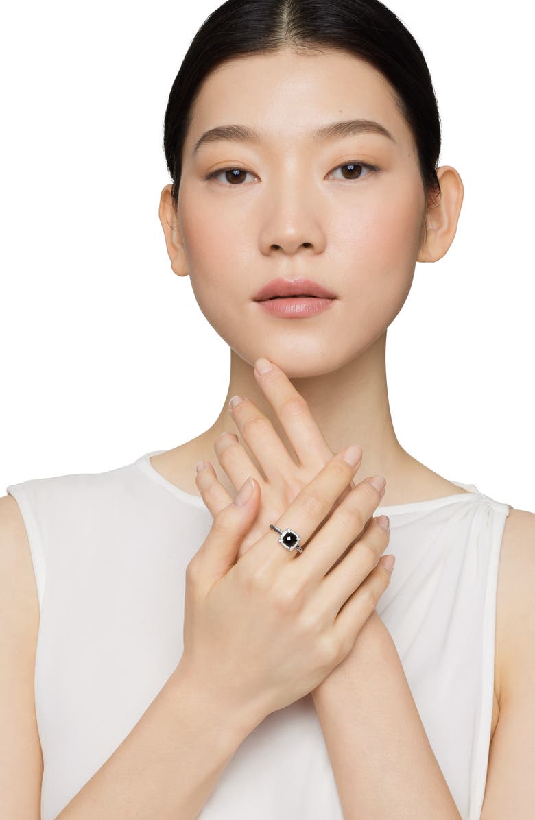 David Yurman Petite Chatelaine<sup>®</sup> Pavé Bezel Ring with Semiprecious Stone and Diamonds, Alternate, color, Silver Pave/ Black Onyx