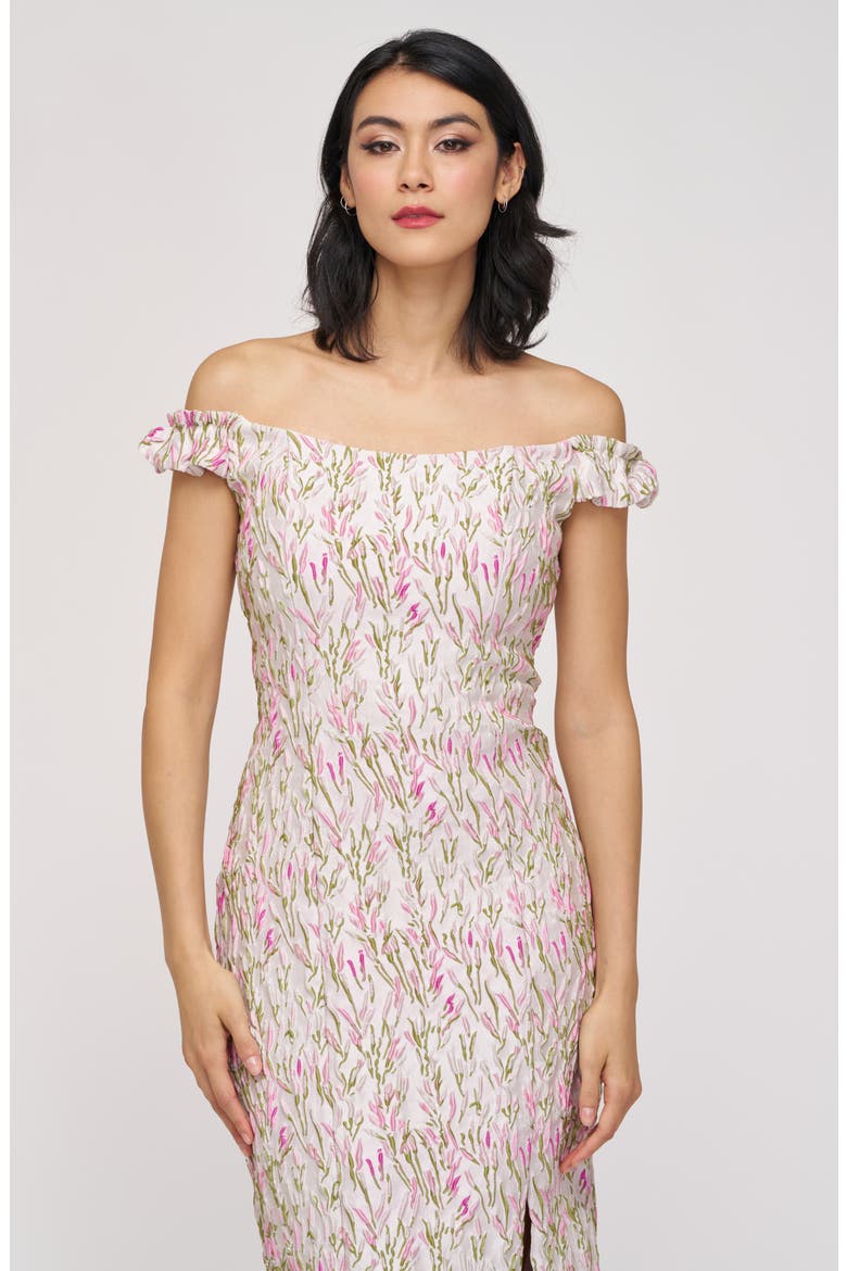 Adalyn Floral Embroidered Off the Shoulder Cocktail Dress, Alternate, color, IVORY/ PINK MULTI