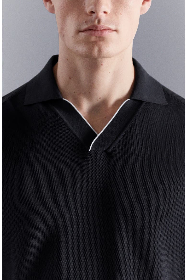 Contrast Trim Piqué Polo, Alternate, color, NAVY