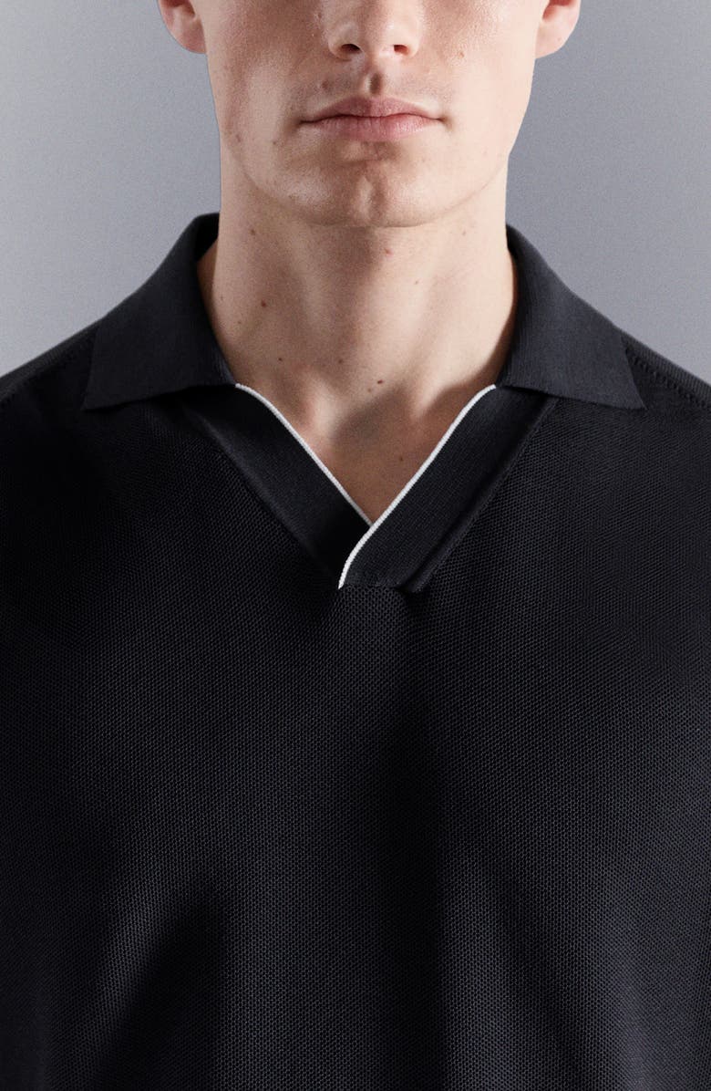 MANGO Contrast Trim Piqué Polo, Alternate, color, Navy