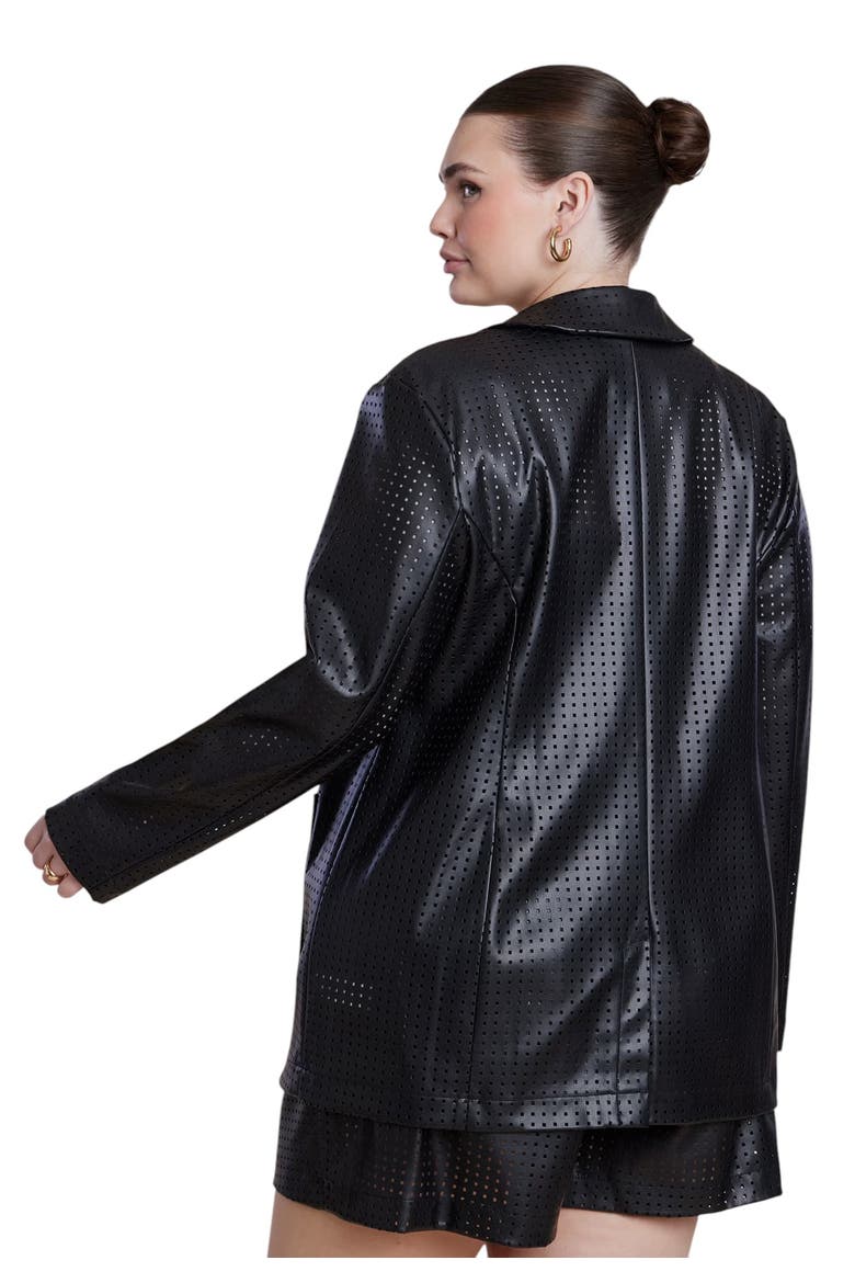 Perforated Faux Leather Blazer, Alternate, color, BLACK ONYX