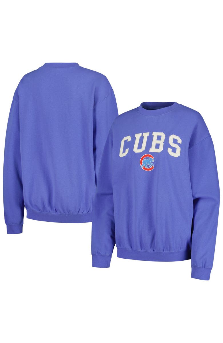 SOFT AS A GRAPE Women's Soft as a Grape Royal Chicago Cubs Pigment Dye Pullover Sweatshirt, Main, color, 