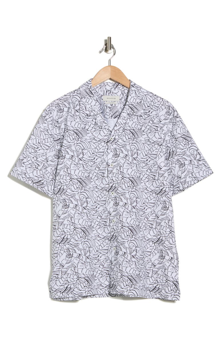 Bugatchi Print Camp Shirt, Main, color, White