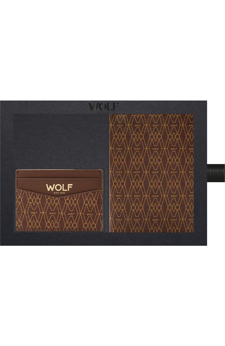 WOLF Signature Passport & Card Case Gift Set, Main, color, Brown