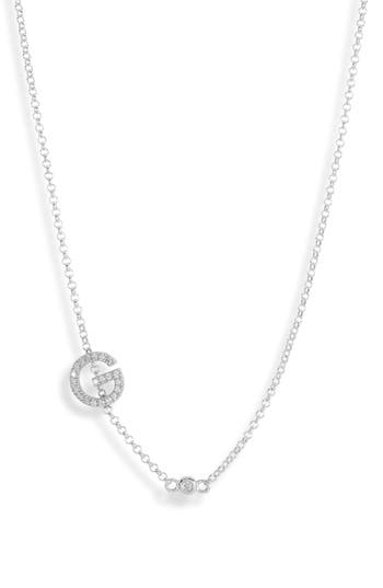 Meshmerise Bezel Diamond Initial Chain Necklace In Silver