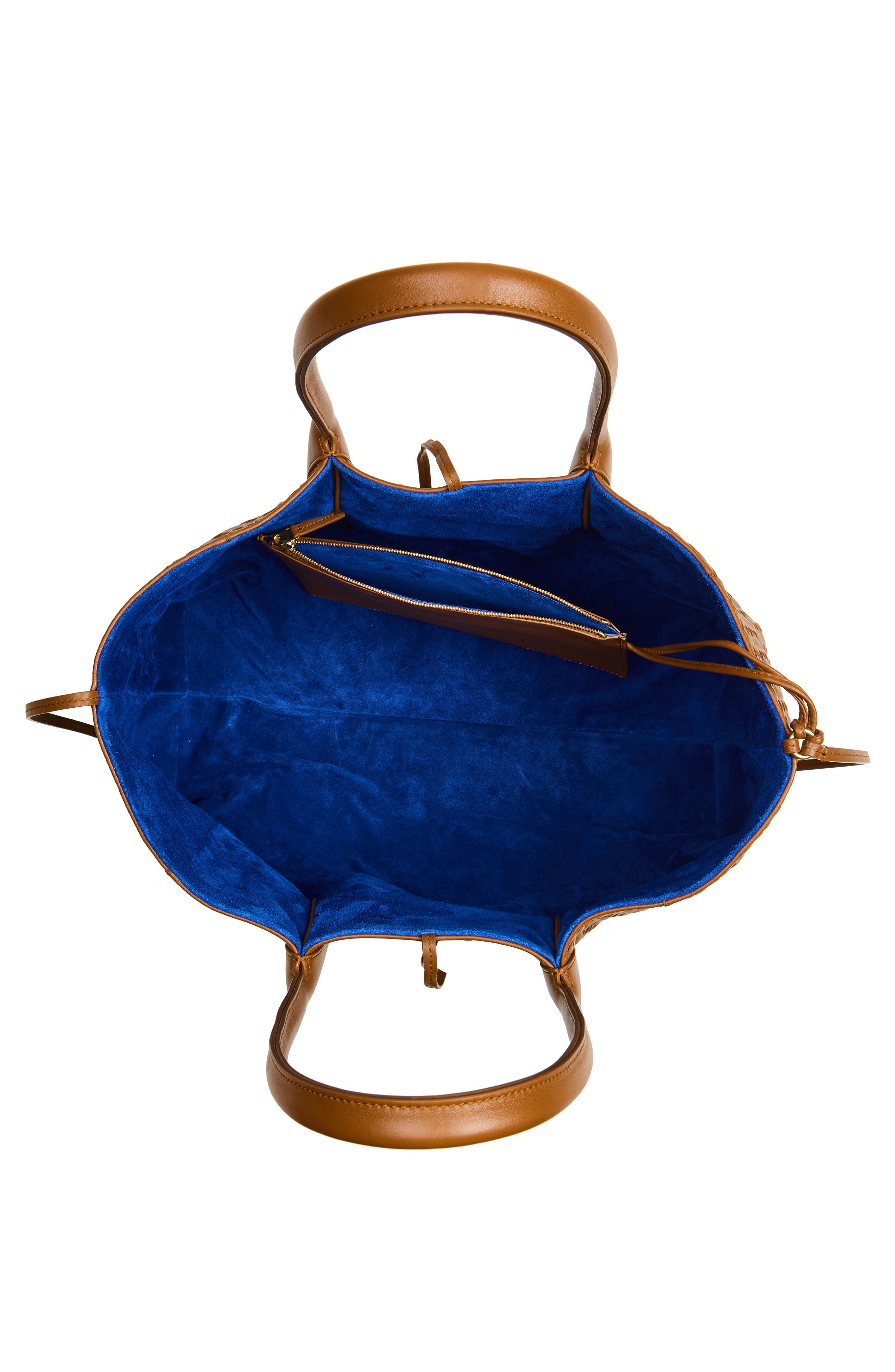 Bottega Veneta Leather & Suede Reversible Tote, Alternate, color, 2591 Amber/ Blue Royal-M B