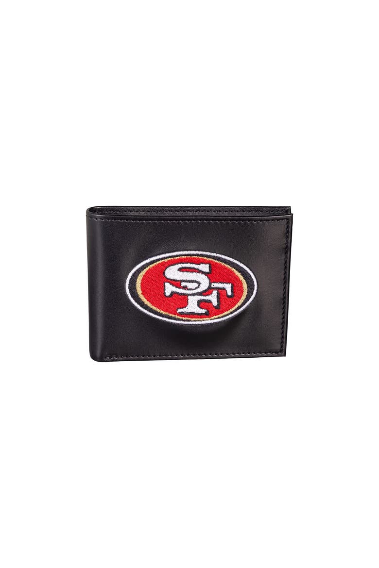 San Francisco 49ers Synthetic Leather Embroidered Bifold Wallet, Alternate, color, Black