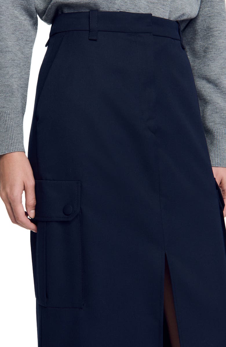 SANDRO Long cargo skirt, Alternate, color, 