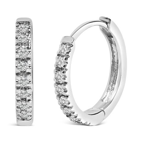 14K Gold 1/5 CTW Diamond Huggie Hoop Earrings