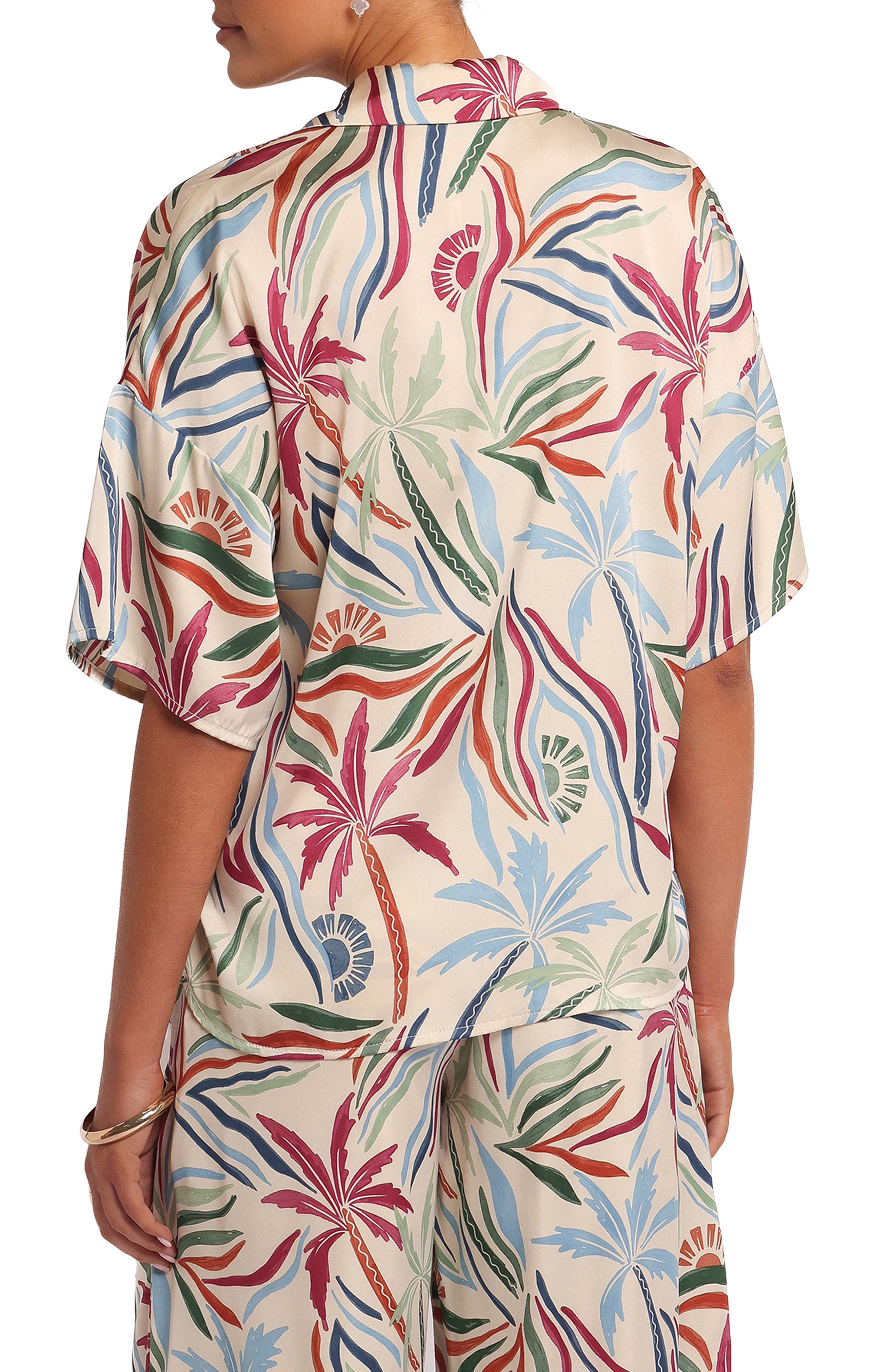 Illoura Palm Tree Print Camp Shirt - image 2
