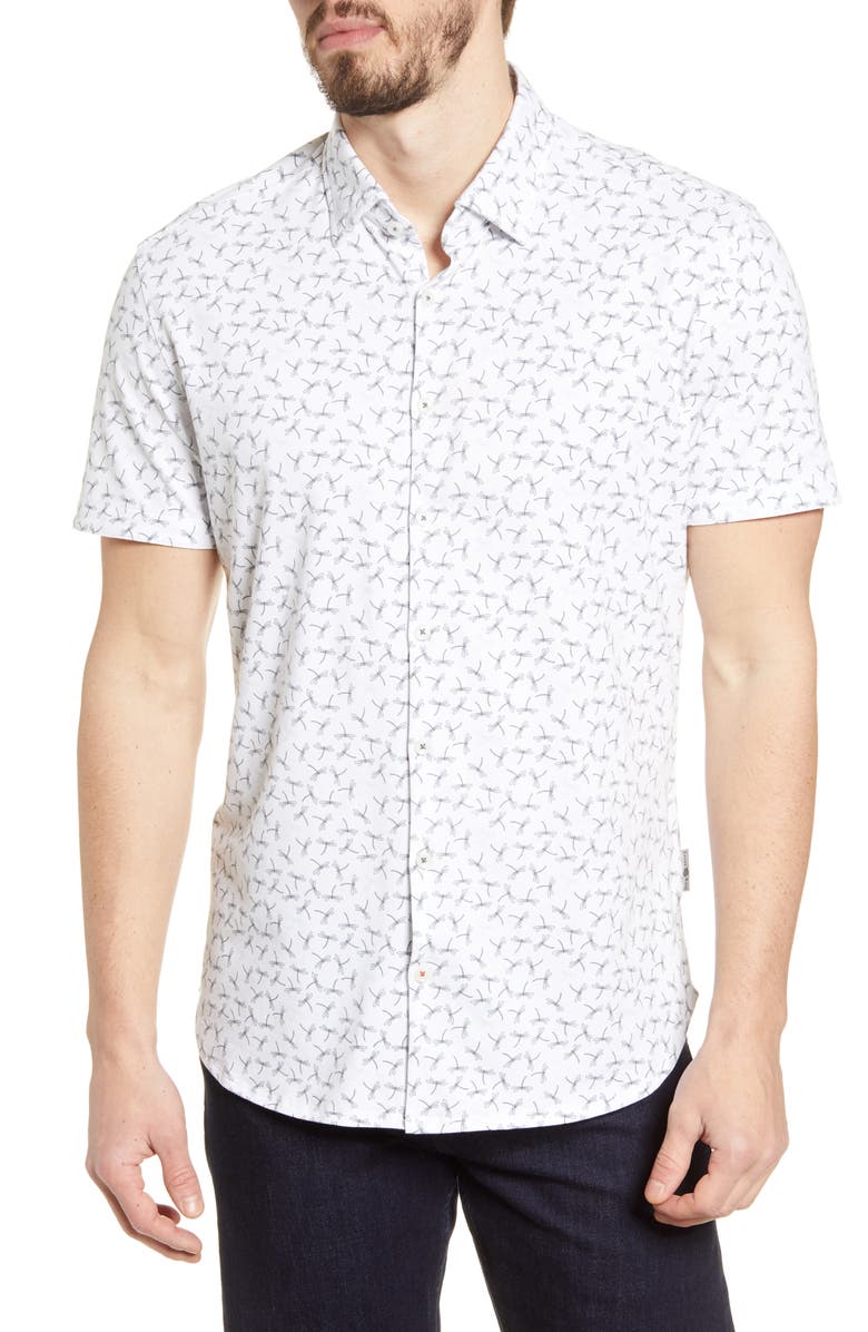 Stone Rose Short Sleeve Tech Knit Button-Up Shirt, Main, color,