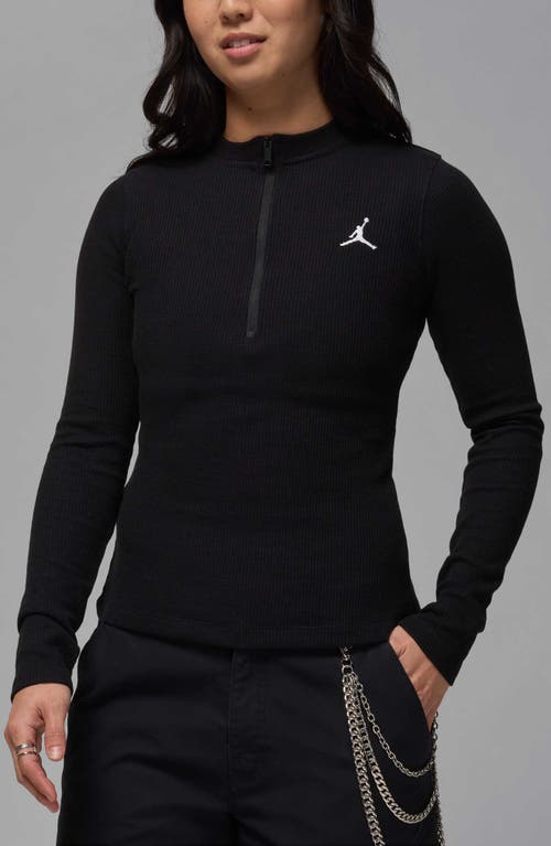 JORDAN JORDAN WAFFLE TEXTURE LONG SLEEVE HALF ZIP TOP