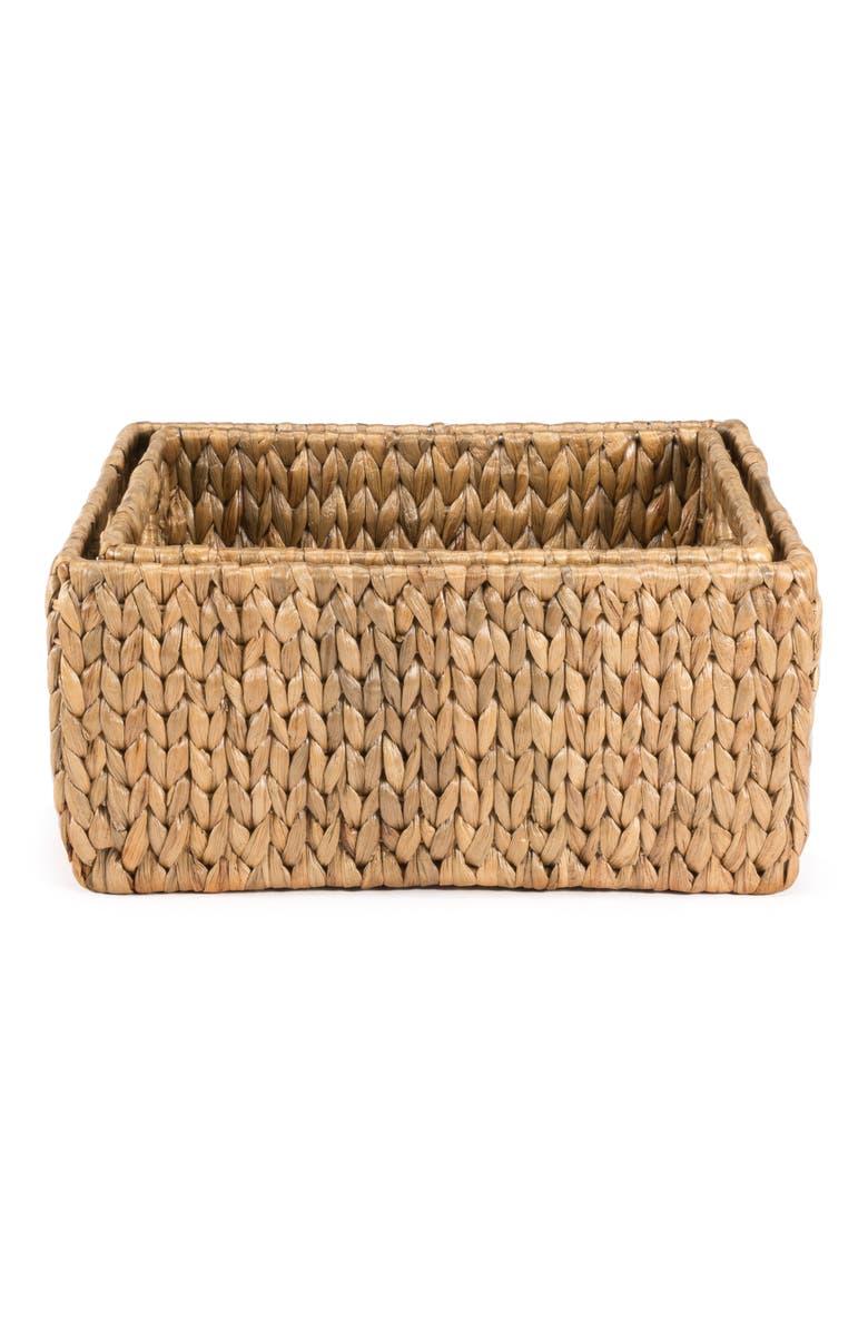 HAPPIMESS Leif Rustic Minimalist Hand-Woven Hyacinth Nesting Baskets with Handles, Alternate, color, 