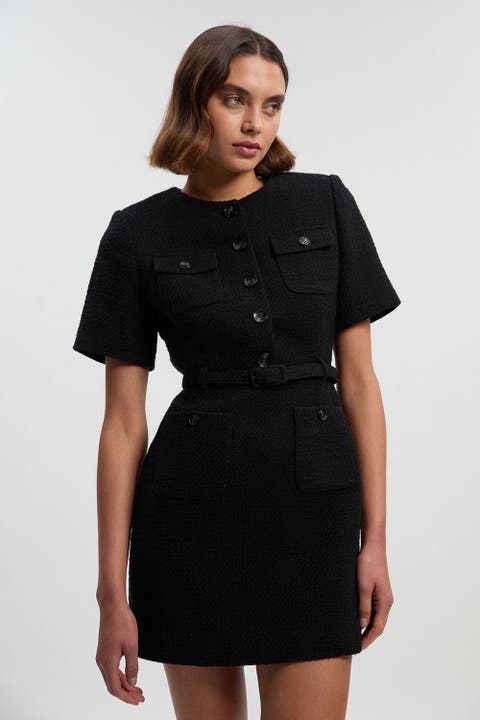 Tweed Belted Mini Dress