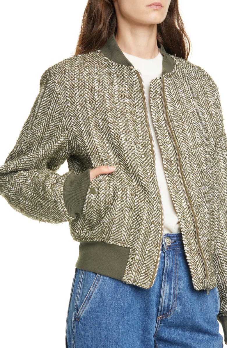 rag & bone Manston Herringbone Wool Blend Bomber Jacket, Alternate, color,