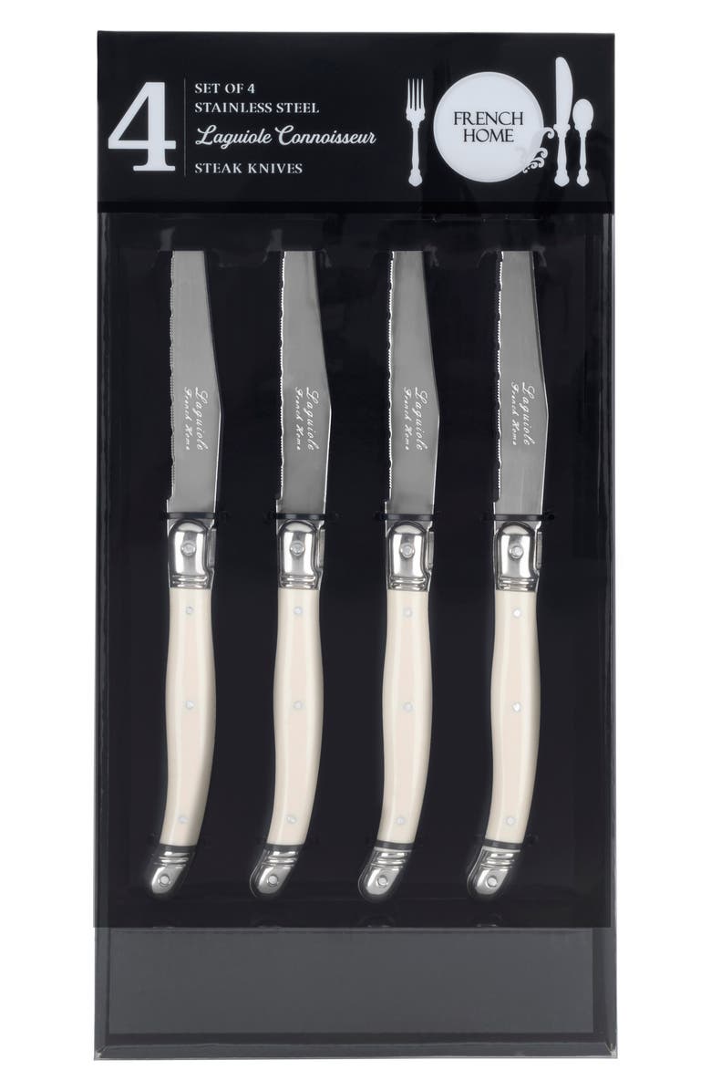 FRENCH HOME Set of 4 Laguiole Connoisseur Steak Knives, Alternate, color, Ivory