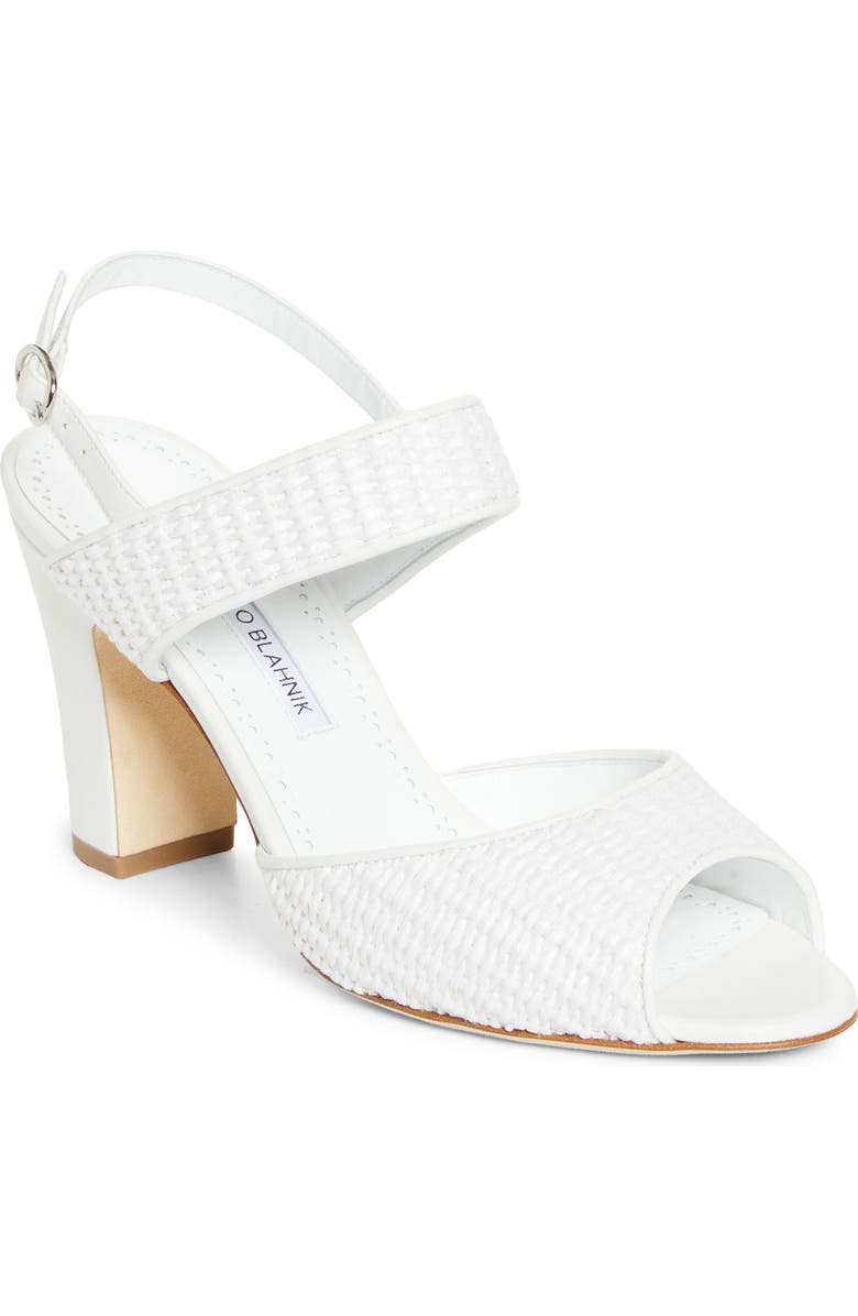 Manolo Blahnik Khiko Slingback Sandal, Main, color, White