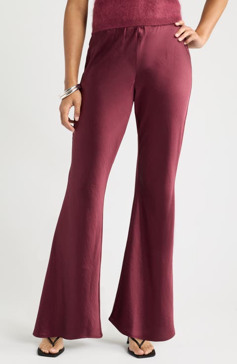 Bias Satin Low Rise Flare Pants