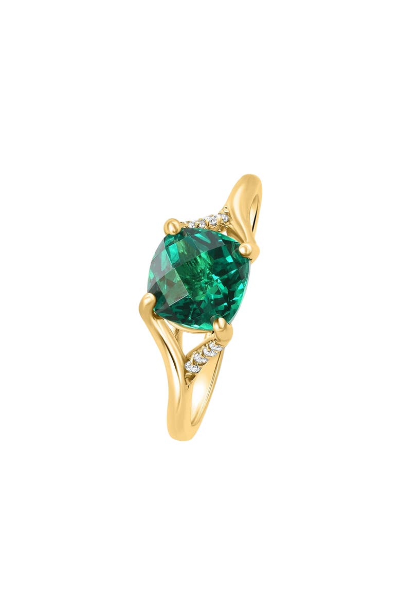Bliss Diamond 1 1/2Ct Cushion Emerald & Diamond Ring 10k Gold Lab Grown Engagement Fashion, Alternate, color,