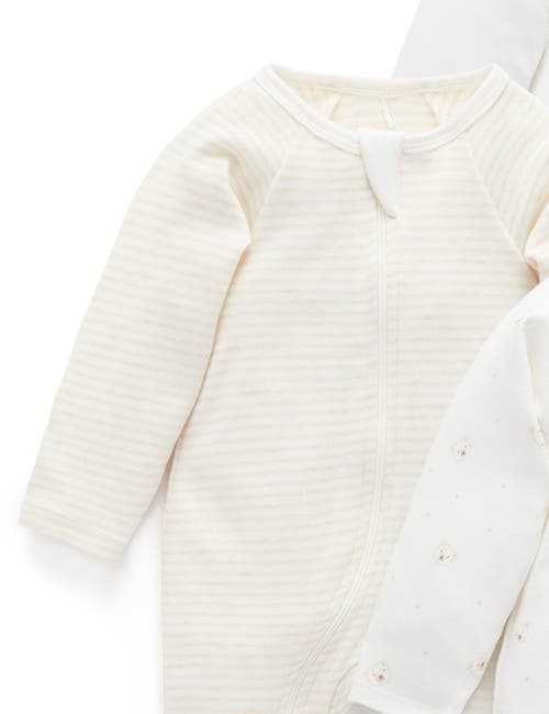 Purebaby 4 Pack Zip Footie Unisex In Neutral