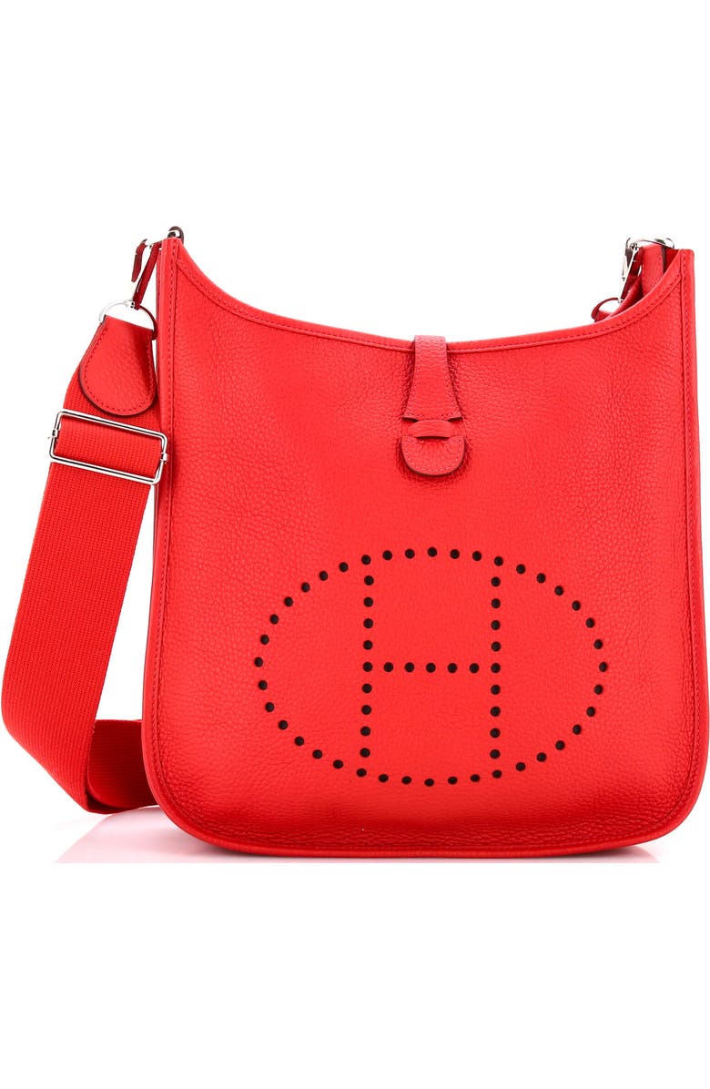 Pre-Owned Hermes Evelyne Bag Gen III Clemence PM, Main, color, Rouge Casaque