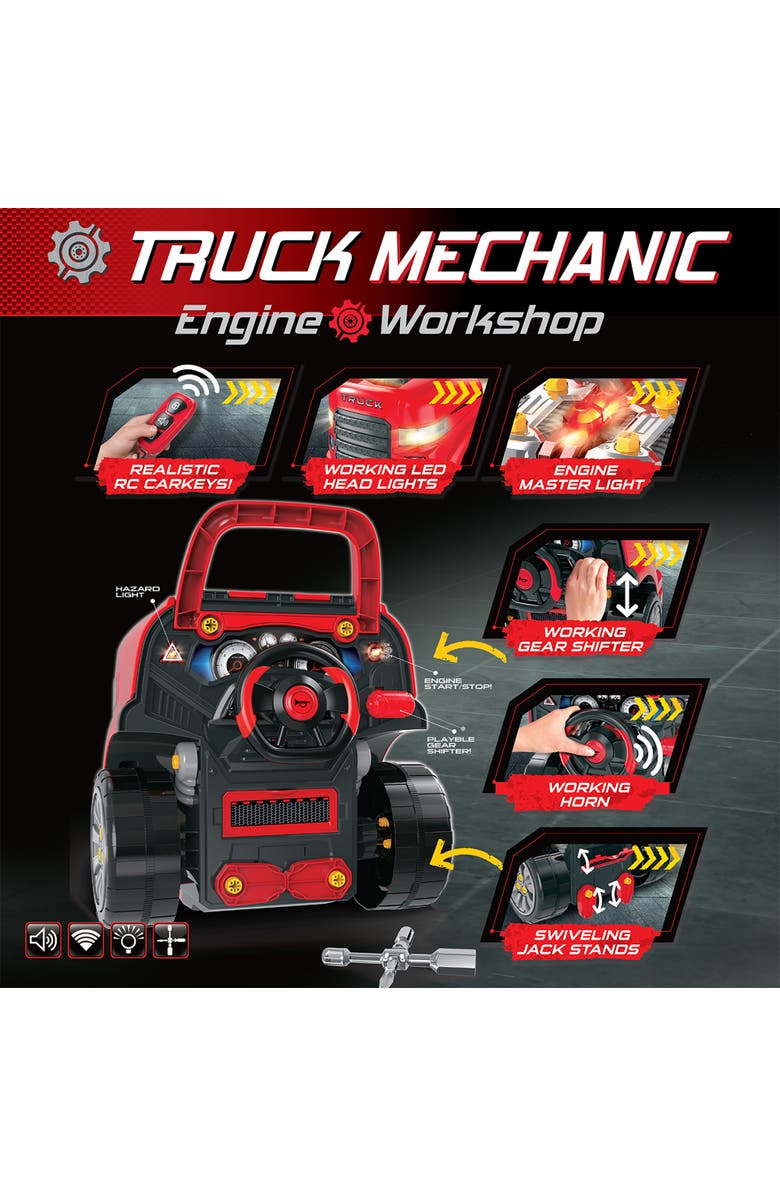 THE BUBBLE FACTORY Truck Mechanic Engine Workshop (Red) Take Apart And Rebuild Engine, Alternate, color, Red