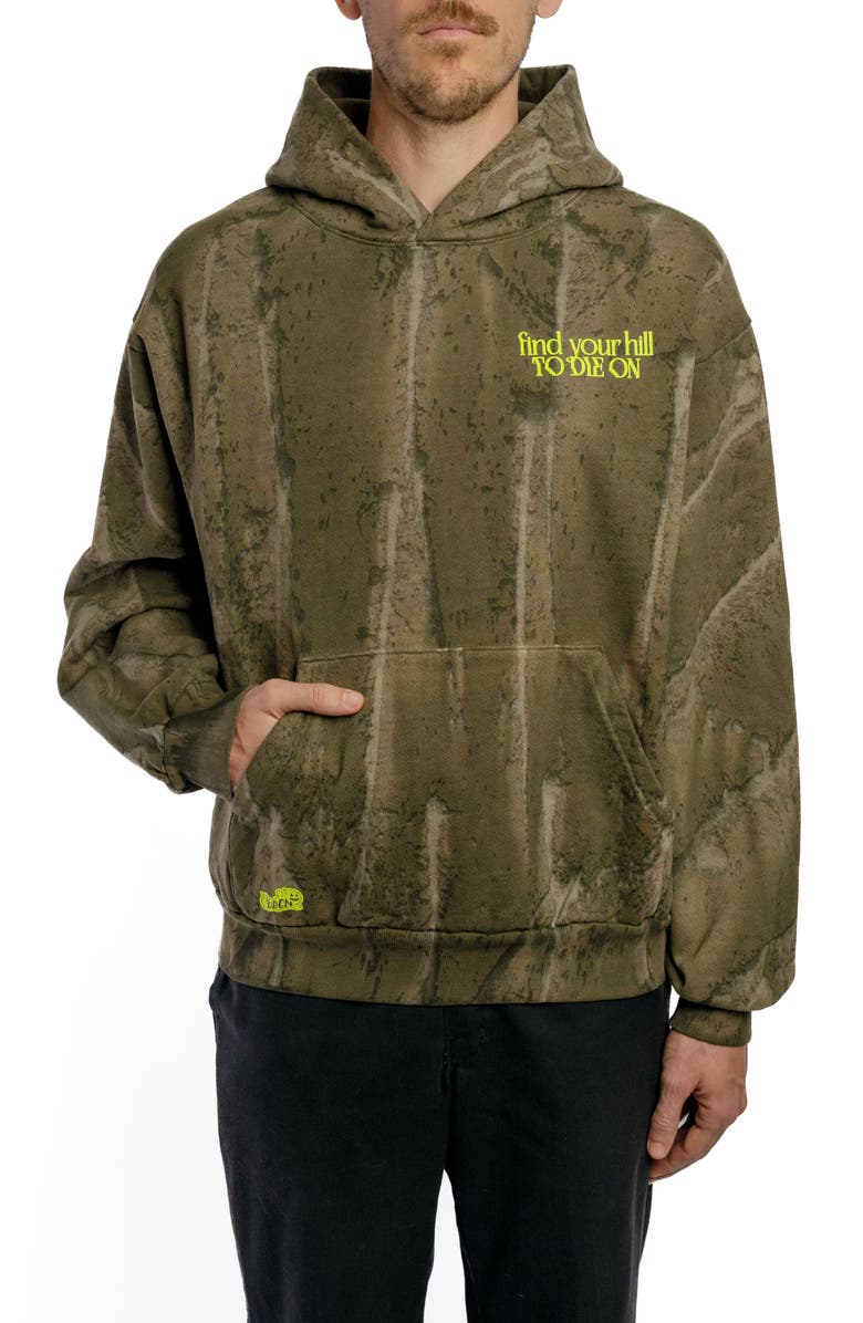 Vardagen Slalom Possum Drip Dye Heavyweight Hoodie, Alternate, color, Olive