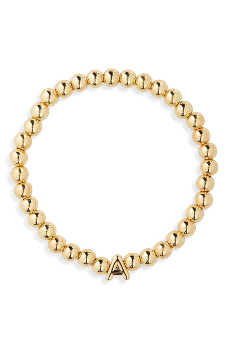 BaubleBar Pisa Initial Beaded Stretch Bracelet, Main, color,