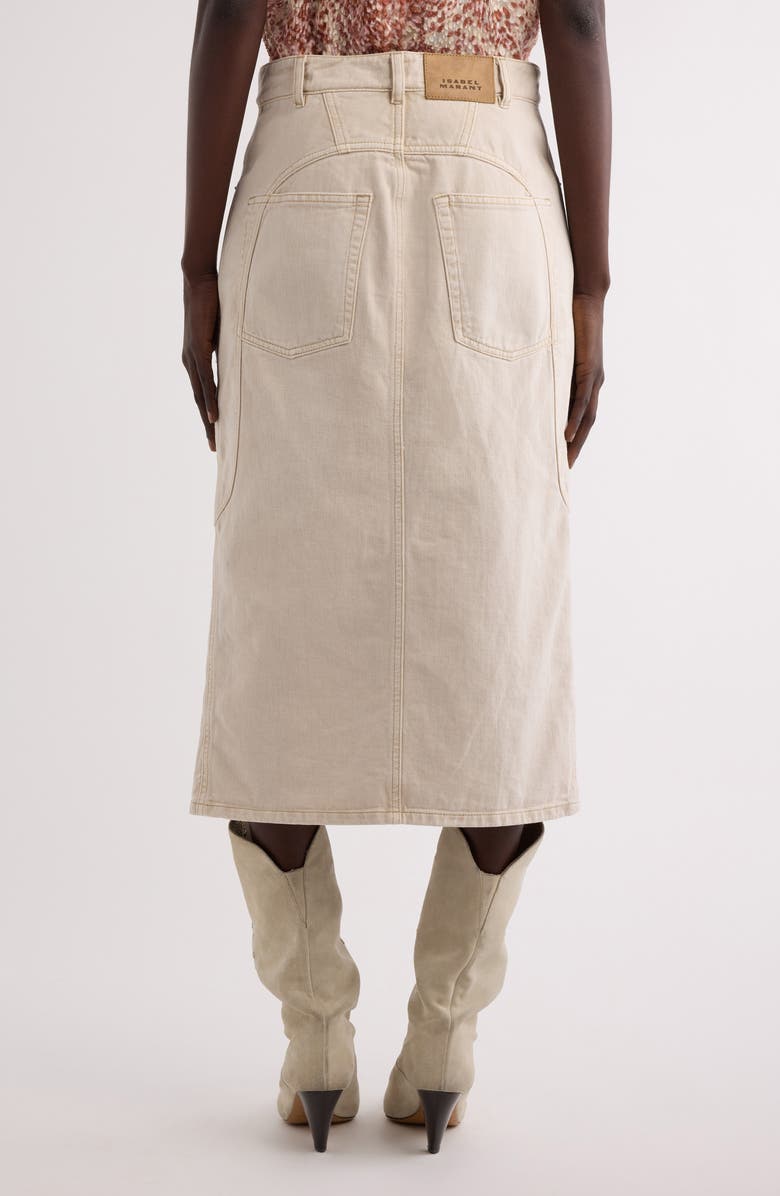 Isabel Marant Britt Denim Midi Skirt, Alternate, color, Ecru