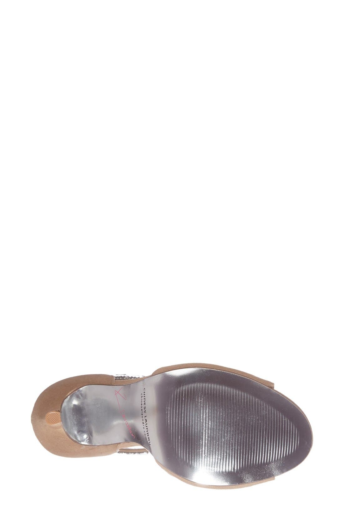 Lena Crystal T-Strap Sandal, Alternate, color, NUDE SUEDE