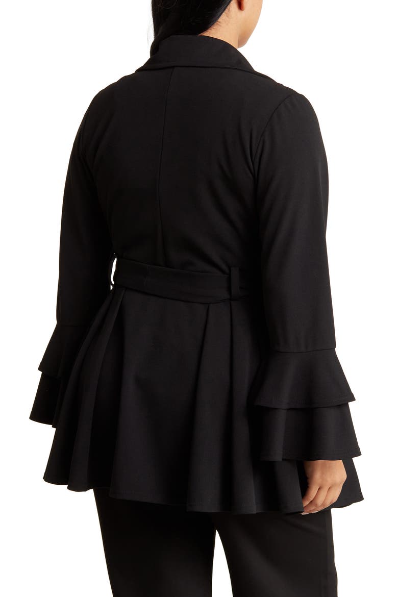 Carmen Tie Ruffle Cuff Blazer, Alternate, color, BLACK