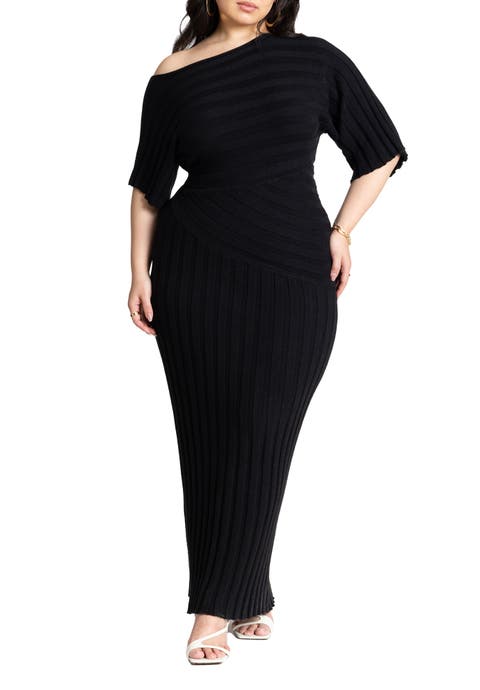 Mixed Directional Rib Midi Dress (Plus Available)