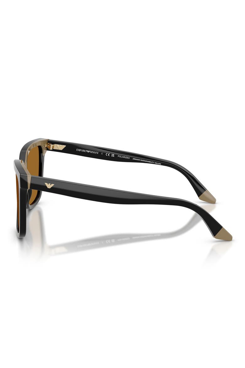 55mm Polarized Irregular Sunglasses, Alternate, color, SHINY BLACK/ BEIGE / POLAR