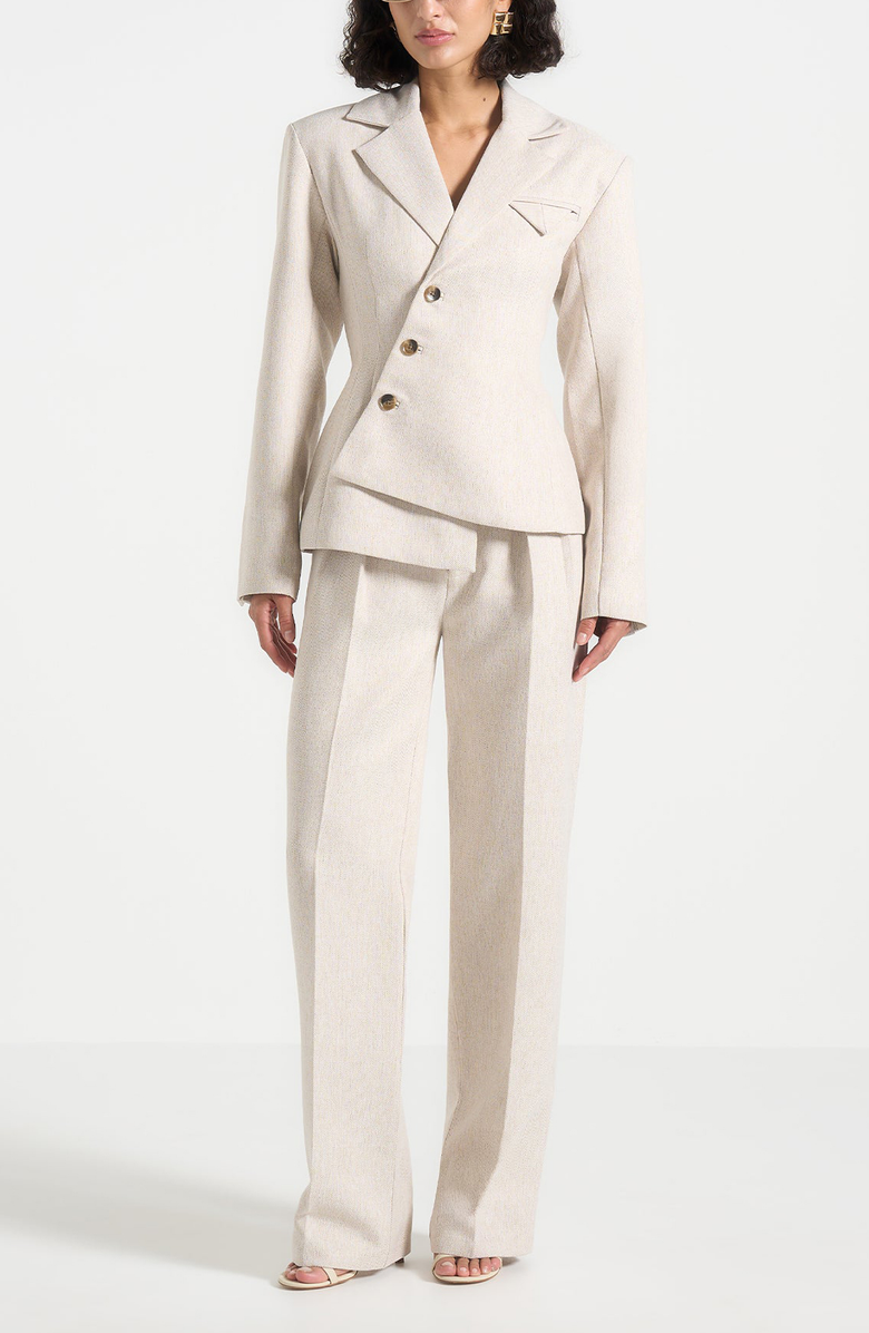 Manière De Voir Thalia Tailored Asymmetric Double Breasted Blazer, Alternate, color, Light Beige