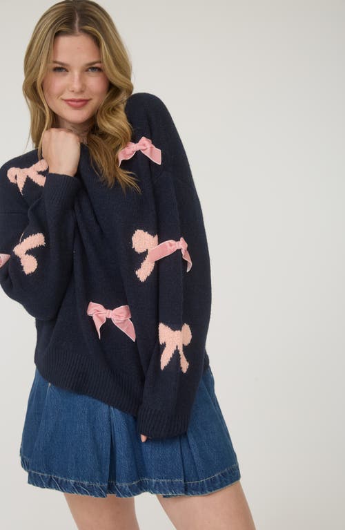Blu Pepper Bow Embellished Sweater In Blue