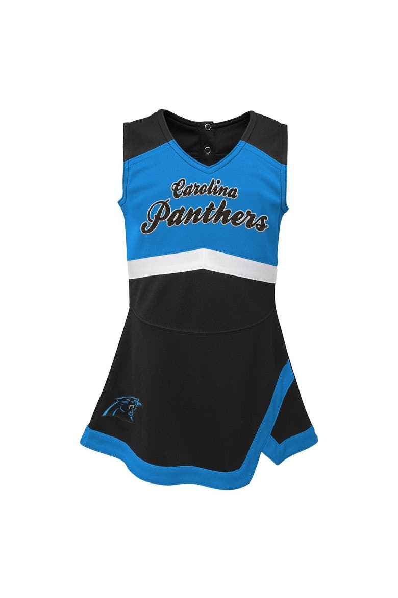Girls Toddler Black Carolina Panthers Cheer Captain Dress with Bloomers, Alternate, color, Black