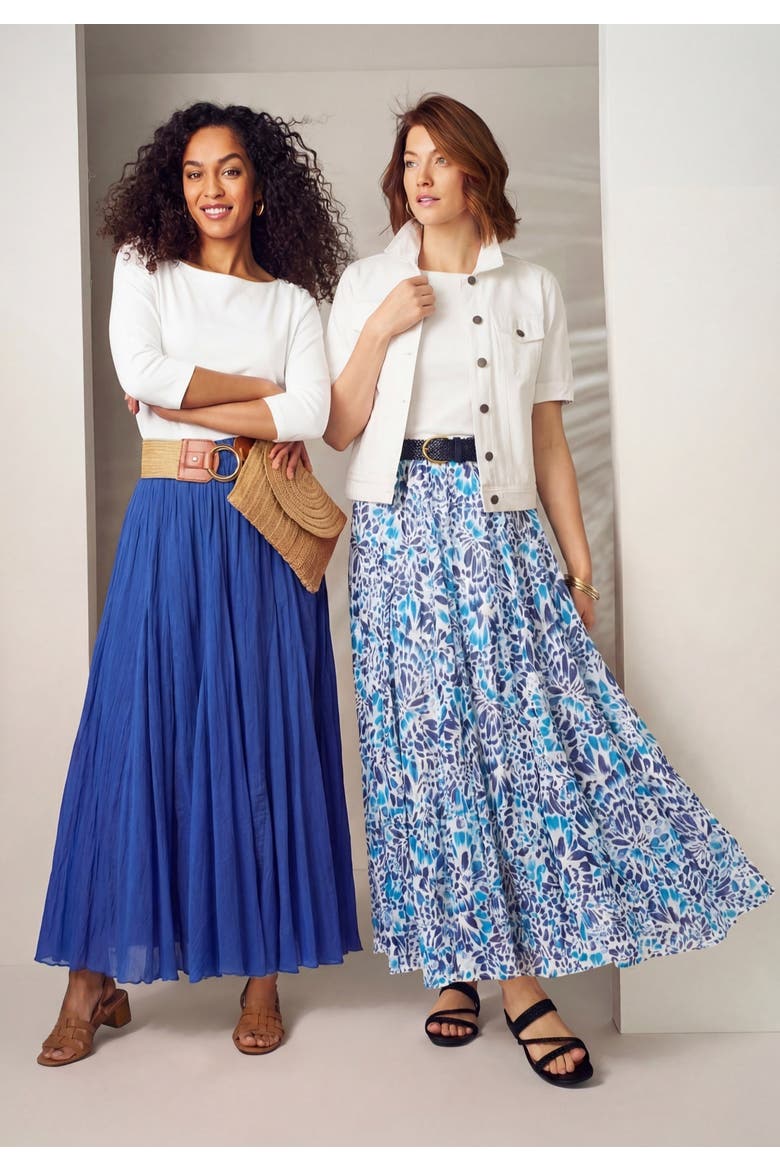 Flowing Crinkled Maxi Skirt, Alternate, color, POOL BLUE FEATHER