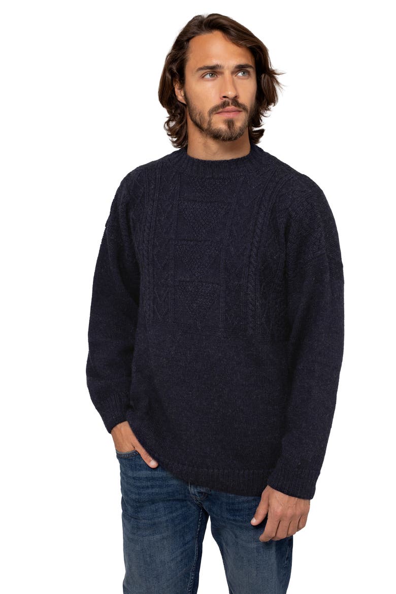 British Wool Gansey Sweater, Main, color, DARK NAVY