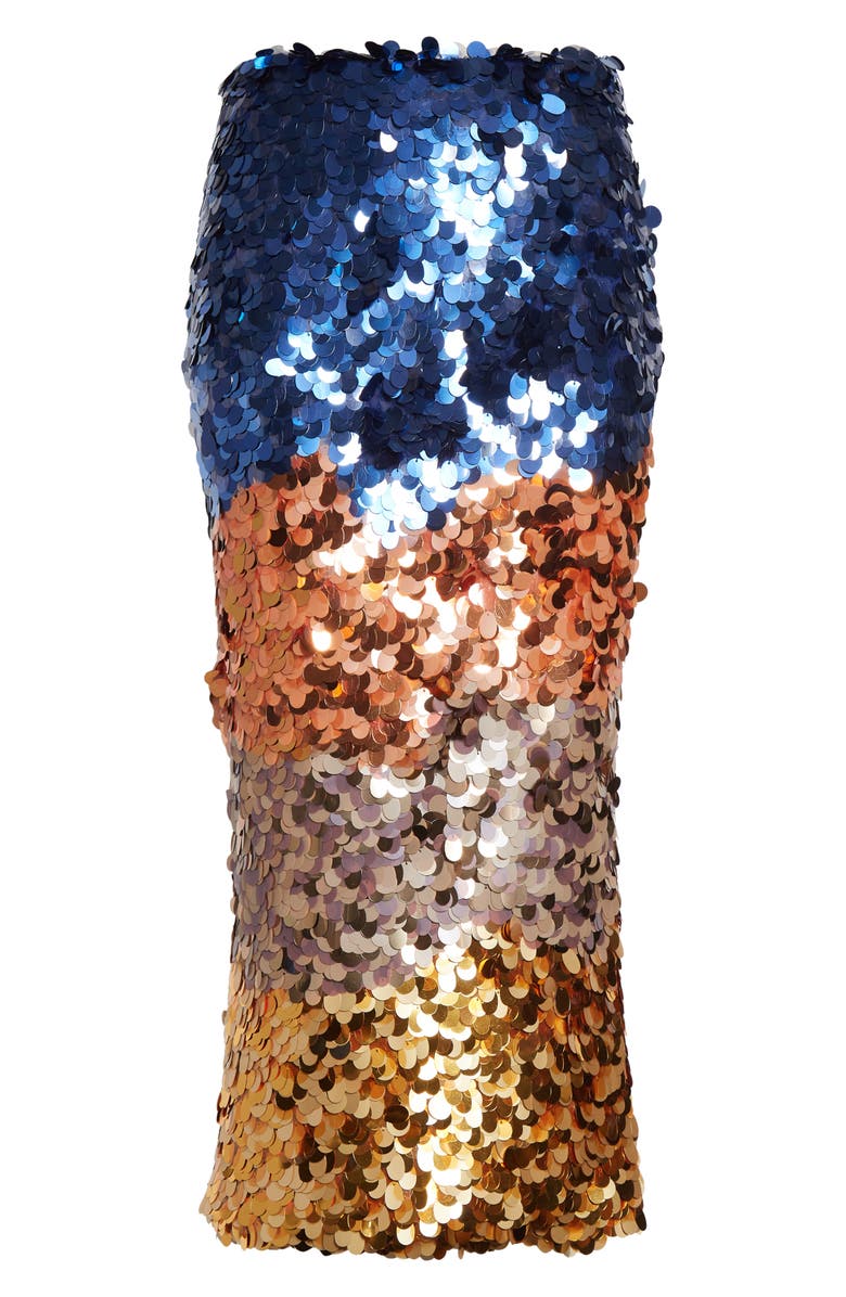 Ulla Johnson Matilde Colorblock Sequin Midi Skirt, Main, color, Moontide