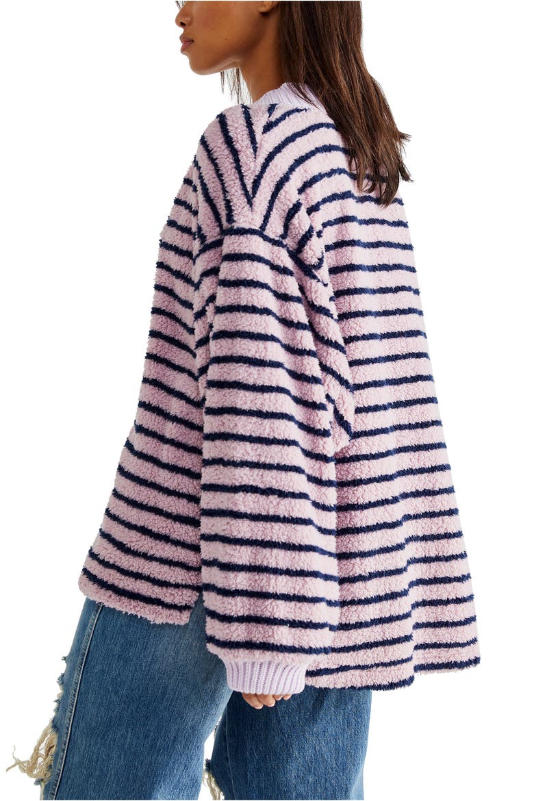 Connell Stripe Faux Fur Top, Alternate, color, NAVY COMBO