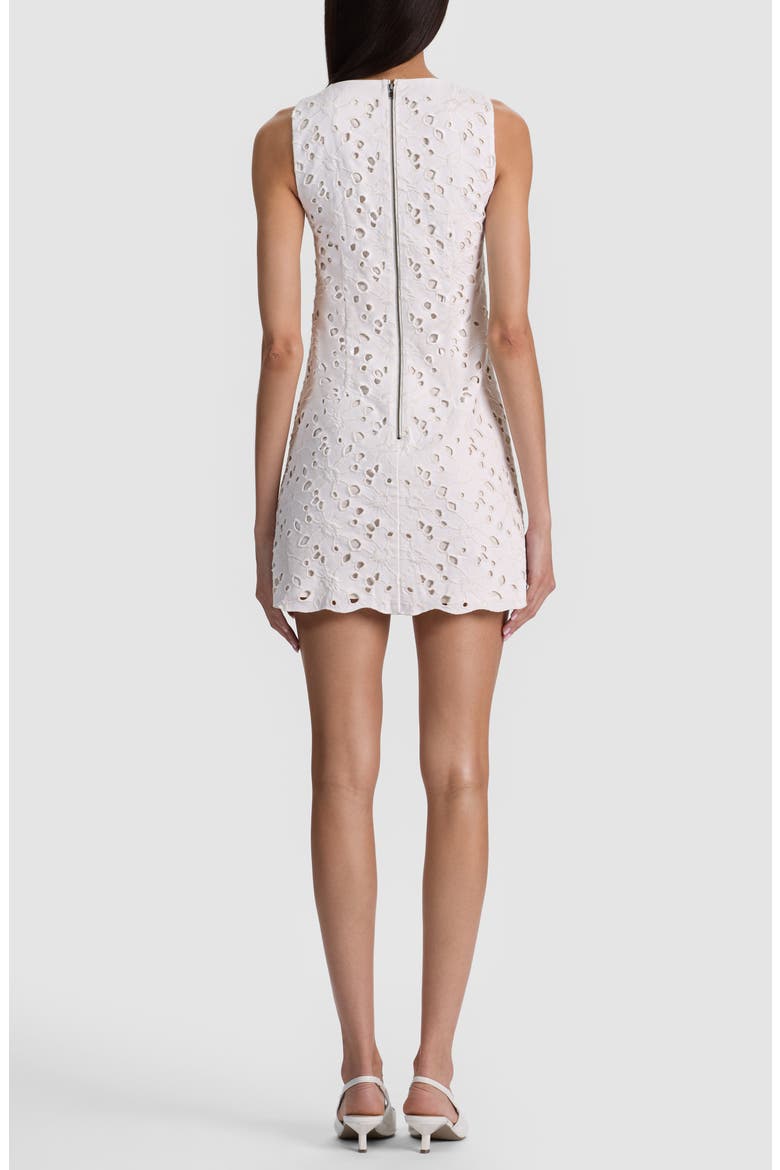 Clyde Eyelet Sleeveless Denim Shift Minidress, Alternate, color, OFF WHITE