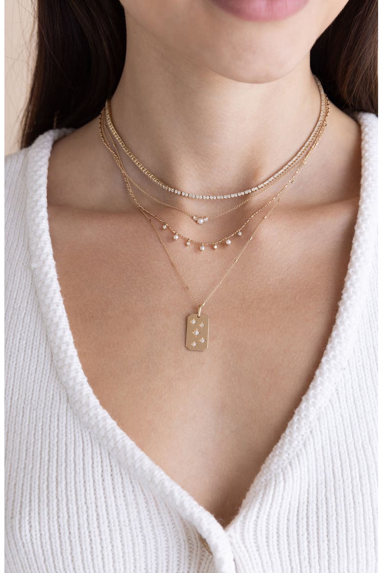 Diamond & Cultured Pearl Necklace, Alternate, color, 14K YELLOW GOLD
