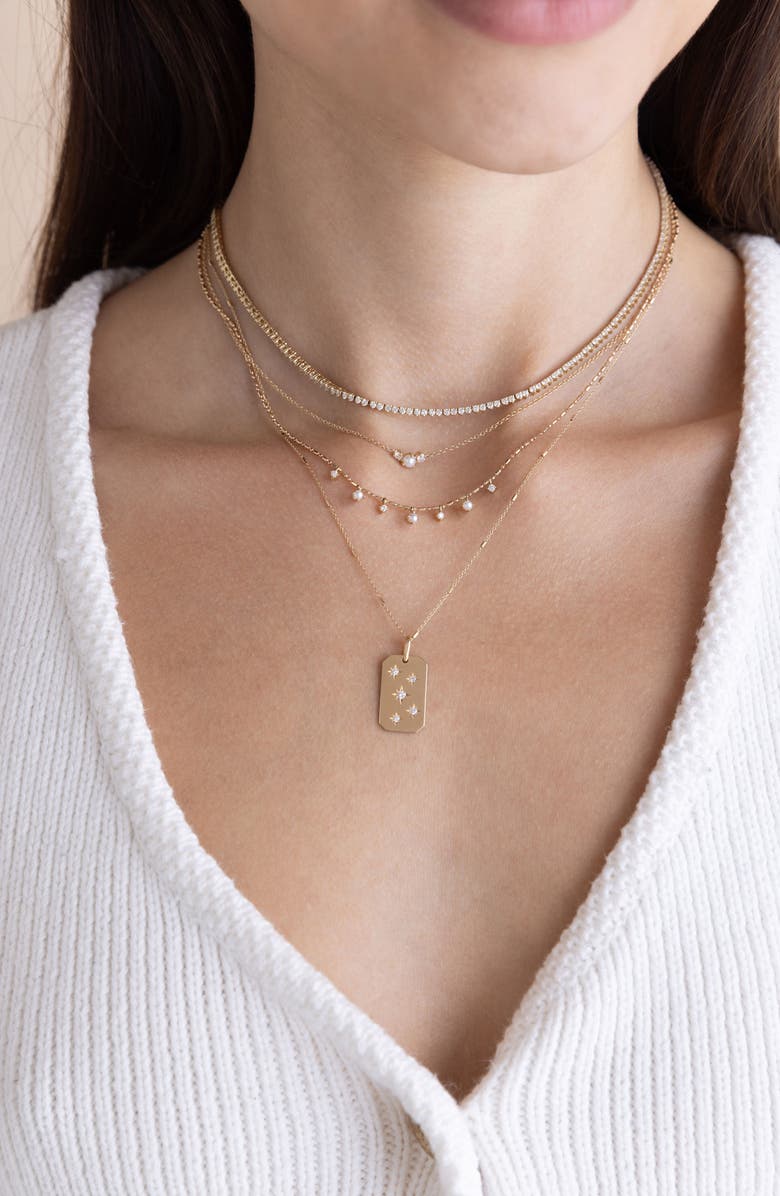 Zoë Chicco Diamond & Cultured Pearl Necklace, Alternate, color, 14K Yellow Gold